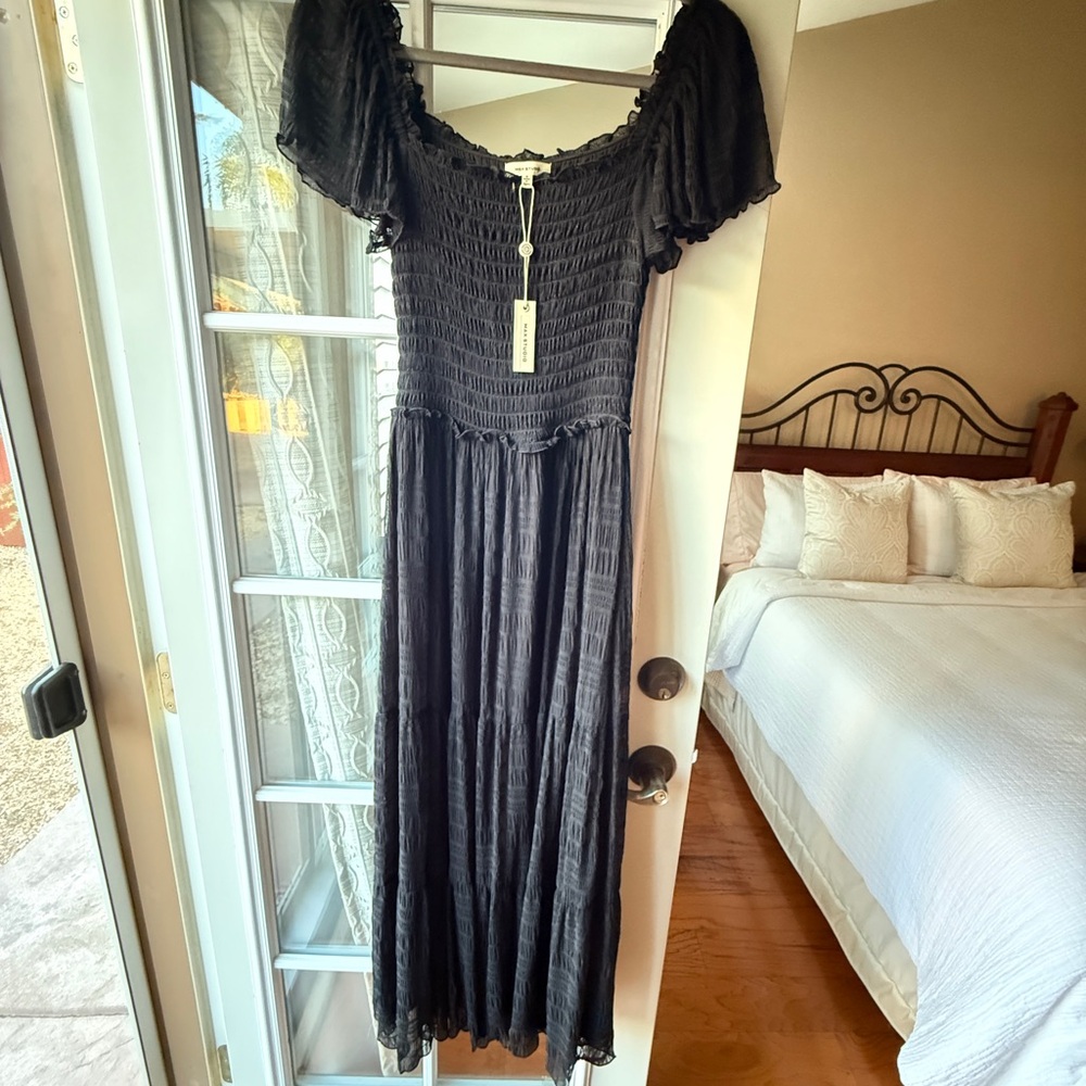 Max Studio Black Smocked Maxi Dress